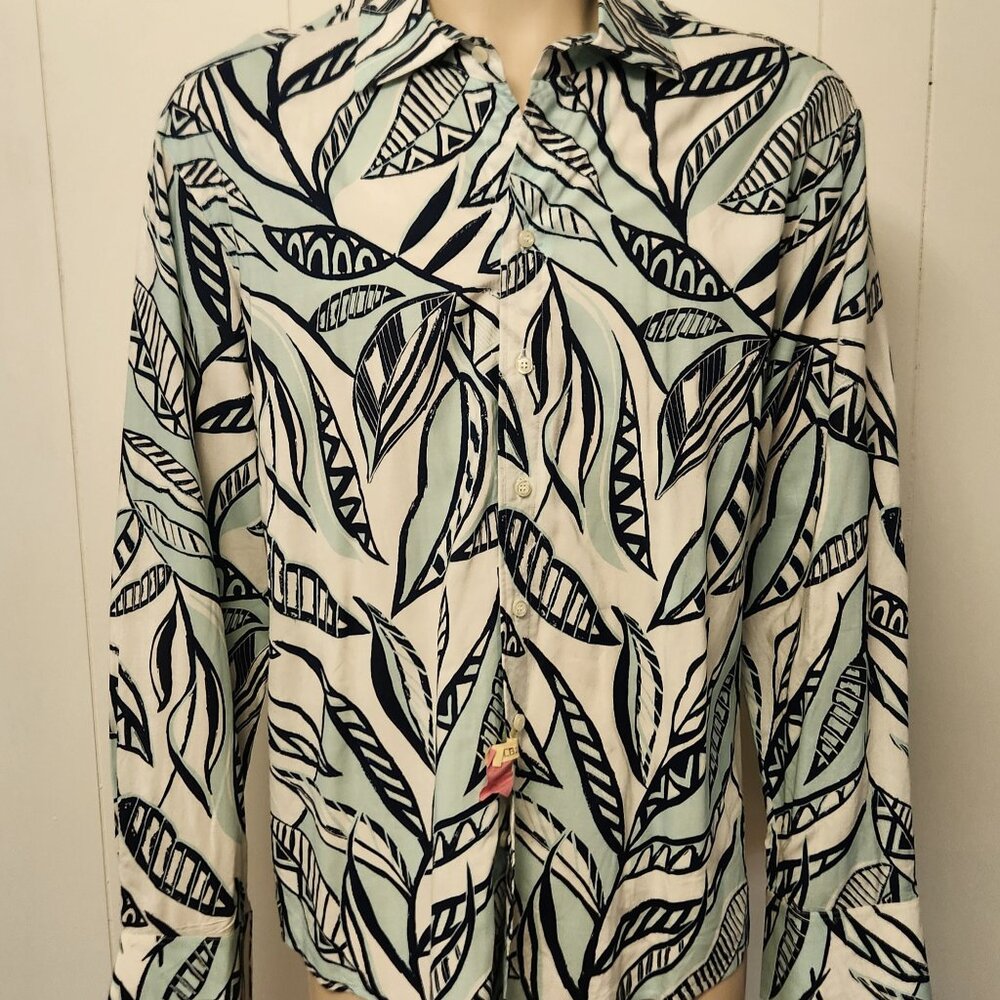 men's Seaplane shirt XL blue white abstract cotton
